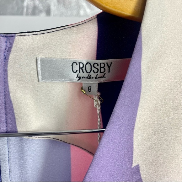 NWT CROSBY by Mollie‎ Burch Kristie dress Pink Purple Colorful V Neck size 8 - Picture 2 of 13